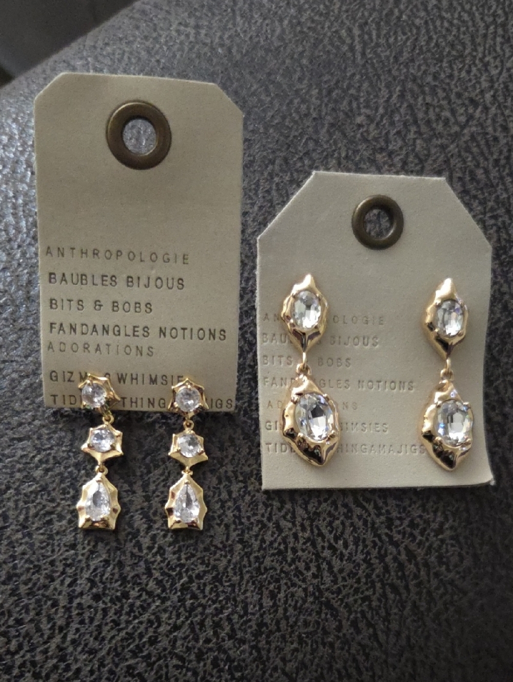 Anthropologie Gold Crystal Earrings